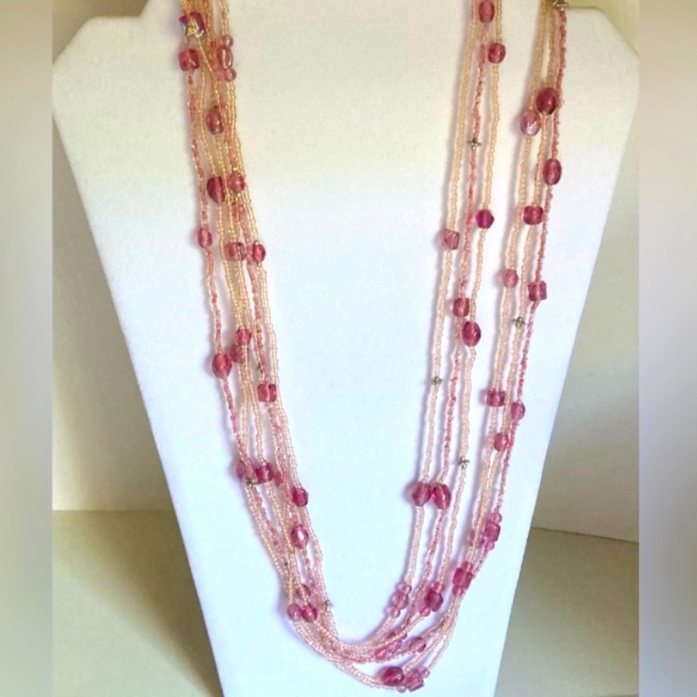 Vintage Pink Beaded Necklace